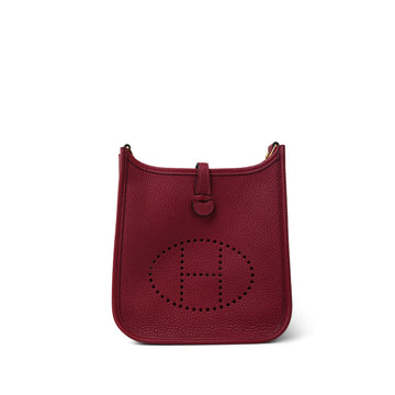 Evelyne TPM Rouge Grenat Taurillon leather Palladium Plated Y Stamp