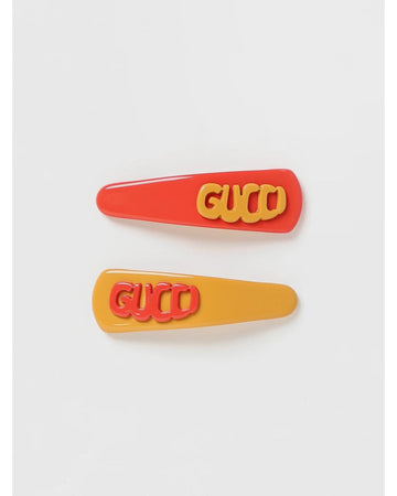 Gucci Logo Resin Hair Clips Kids Yellow