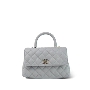 24P Grey leather Quilted Small Coco Handle LGHW