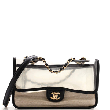 CHANEL Sand By The Sea Flap Bag PVC with Lambskin Medium