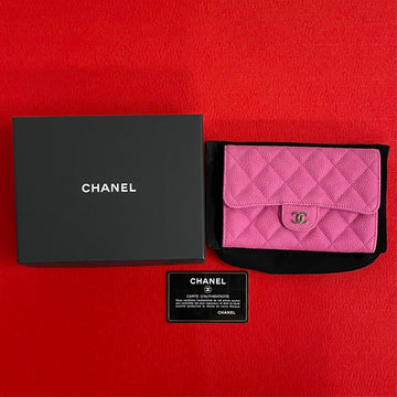 Top Quality Chanel Leather Leather Bifold Wallet Pink