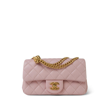 Light Pink leather Quilted Sweet Camelia Single Flap Aged Gold Hardware