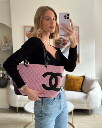 Chanel Pink Cambon CC Knot Quilted Handbag In Leather Leather and Silver Hardware