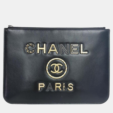 Black Leather 19 Clutch Bag