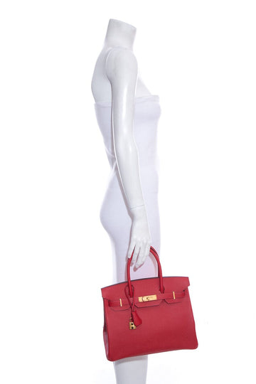 Hermès Rouge Casaque  Leather Leather Birkin 30 CM