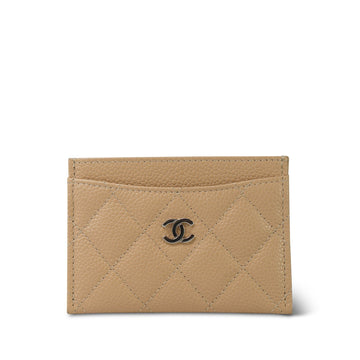 Beige Clair leather Quilted Classic Card Holder SHW