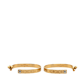 Gold Louis Vuitton Gold Plated Nanogram Hoop Earrings
