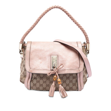 Bella Flap Shoulder Bag GG Canvas with Leather Medium