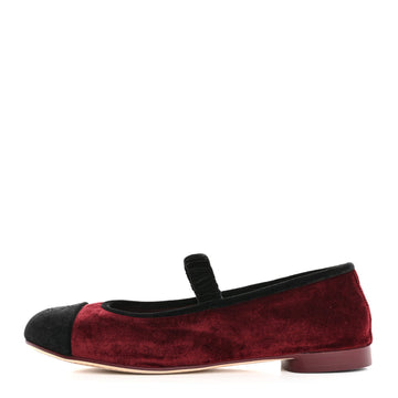 Velvet Mary Jane Flats 38 Burgundy Black