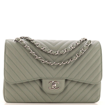 CHANEL Classic Double Flap Bag Chevron Caviar Jumbo