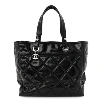 Vinyl Quilted Large Paris Biarritz Tote Black