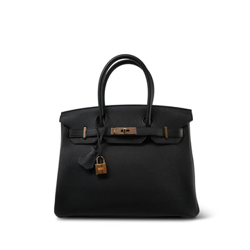 Birkin 30 Noir Togo Rose  Hardware Y Stamp