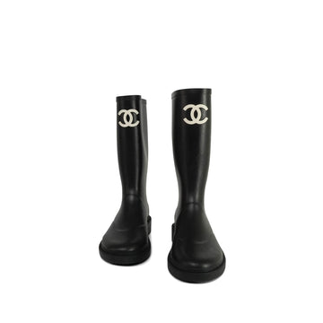 Black Caoutchouk CC High Boots Size 39