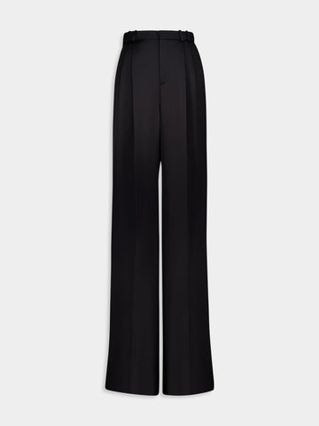 High-Waisted Silk Satin Trousers