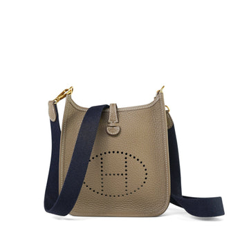 Evelyne Amazone 16 TPM Etoupe/Bleu Indigo Taurillon leather  W Stamp