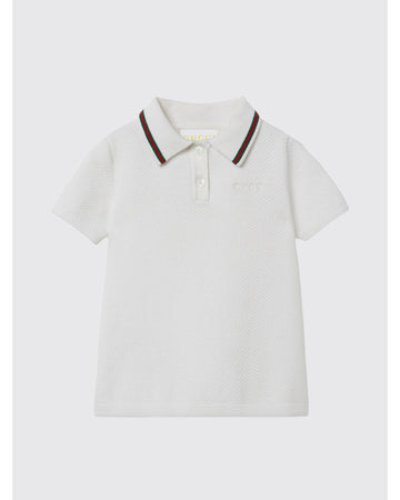 Gucci Polo Shirt Web Detail Kids White T-Shirts
