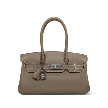 Shoulder Birkin 29 Etoupe Evercolor Palladium Plated K Stamp