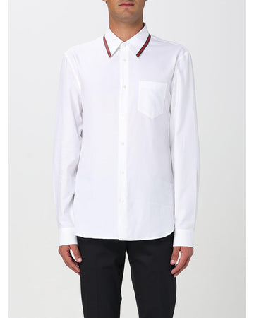 Gucci Web Stripe Detail Long Sleeve Shirt Men White