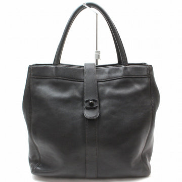 C*C Tote Bag Turn Lock Tote Black Calf Skin (SHC1-16594)