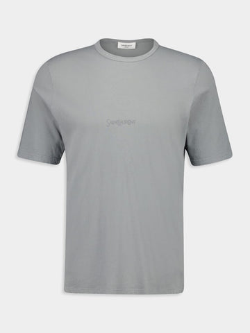 Grey Short-Sleeve Crewneck Cotton T-Shirt