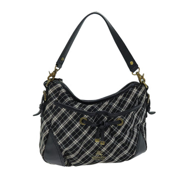 Burberry Nova Check Blue Label Hand Bag Nylon Black Auth 81944