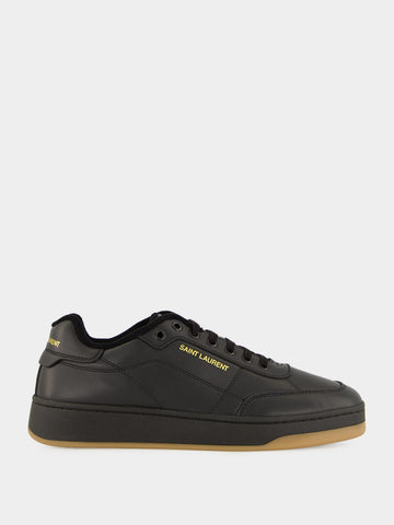 Low-Top Sneakers in Black Smooth Leather