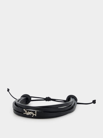 Black Leather Cassandre Bracelet