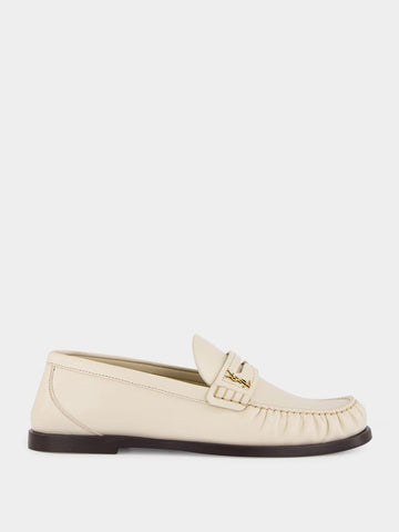White Leather Loafers with Cassandre
