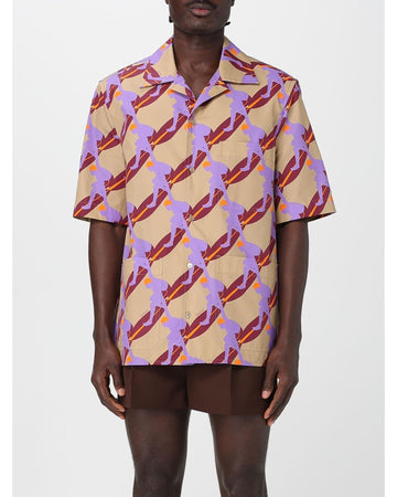 Gucci Printed Short Sleeve Shirt Men Beige