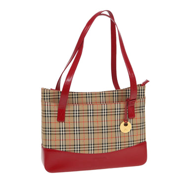 Burberry Nova Check Tote Bag Canvas Beige Red Auth 82269