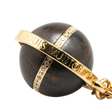 Gold Louis Vuitton Gold Plated Crystal Magnetic Wood Ball Pendant Necklace