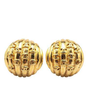 Chanel Gold Plated Coco Mark Round Earrings