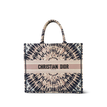 Dior Navy/Pink Tie Dye Canvas Embroidery Book Tote Large