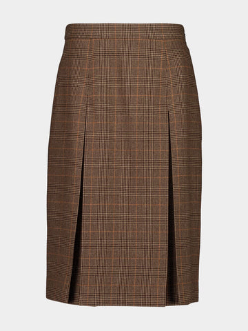 Roux Midi Skirt in Crème Noir Prince of Wales Wool