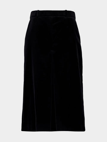 Velours Vintage Cotton Midi Skirt in Black