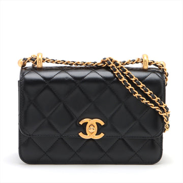 Top Quality Chanel Leather  Chain Shoulder Bag Black G  AS2615