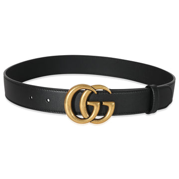 Gucci Black Leather Double G Belt 70/28