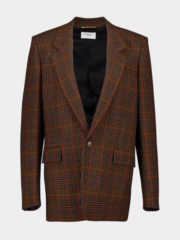 Marron Multicolore Wool Check Jacket
