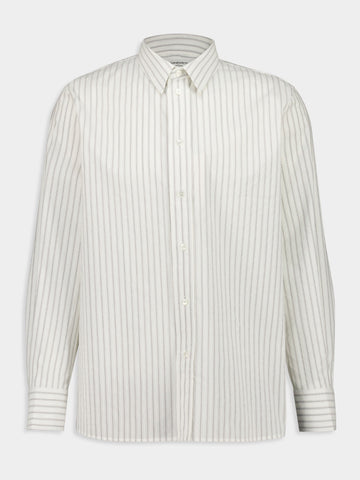 Cassandre Shirt in Craie Noir Tack-Stripe Poplin