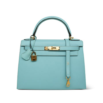 Kelly Sellier 28 Bleu Atoll leather  A Stamp