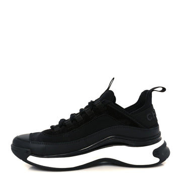 Velvet Calfskin Mixed Fibers CC Sneakers 36.5 Black