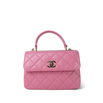 20A Pink leather Quilted Small Trendy CC LGHW