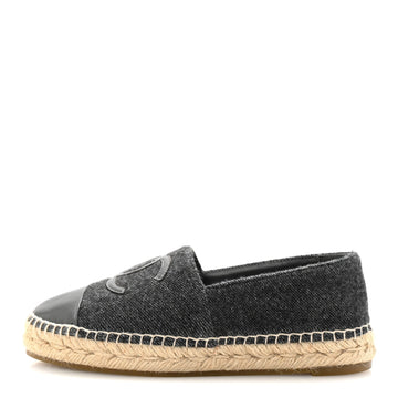 Tweed Lambskin CC Espadrilles 38 Grey