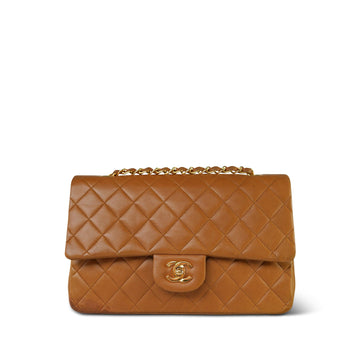 Caramel leather Quilted Classic Flap Medium Gold Hardware