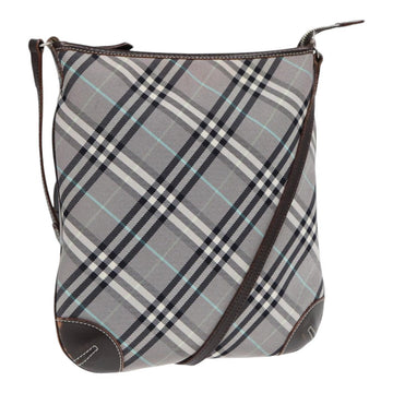 Burberry Nova Check Shoulder Bag Canvas Gray Silver Auth 86049