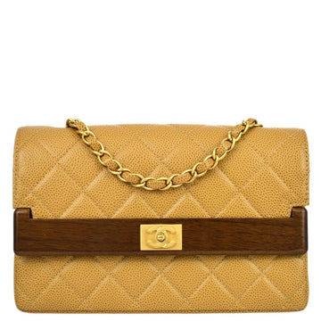 Top Quality Chanel 2003-2004 Beige Leather Straight Flap Shoulder Bag