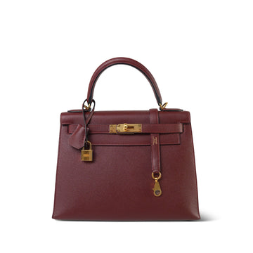Kelly 28 Bordeaux leather Sellier  X Stamp