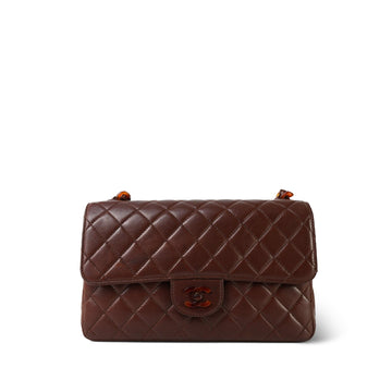 Brown leather Quilted Single Flap Medium Tortoiseshell Hardware