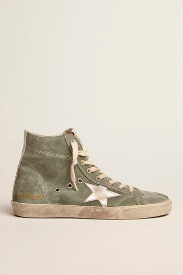 Francy Green Suede in Military Green/Silver/White