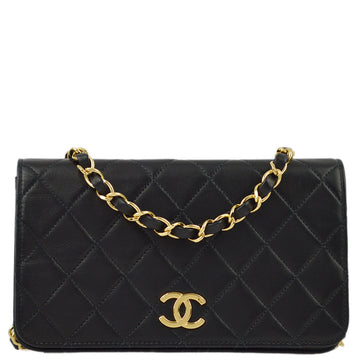 Top Quality Chanel 2000-2001 Black Leather Pushlock Mini Full Flap Shoulder Bag